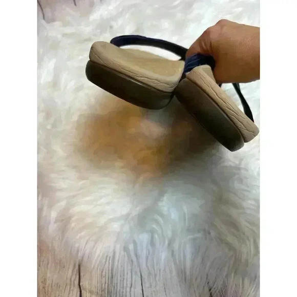 Vionic Women’s Aloe Thong Navy Blue Slide Sandal Leather Size 10 - Picture 6 of 8